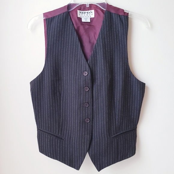 Vintage Nipon Studio Gray Pinstripe Vest - Picture 10 of 10